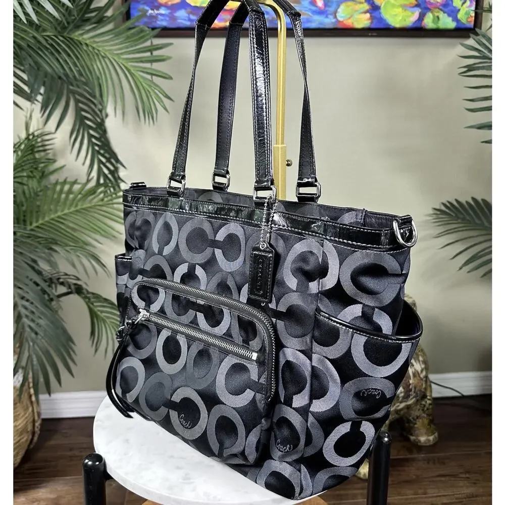 Coach Large Organizer Tote or Baby Bag Student Patent Logo Shoulder G1068